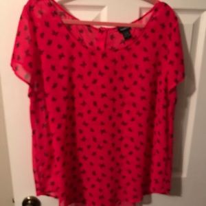 Torrid Size 1 Hot Pink Top with Butterfly Print